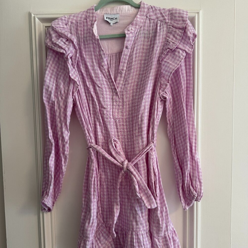 FRNCH: Tie Waist Plaid Tunic Dress, Size Medium